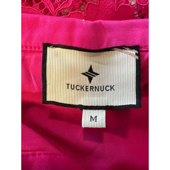 Tuckernuck Lace Willow Blouse Size M Stand Collar Scalloped Hem Desk To Drinks - Picture 12 of 14